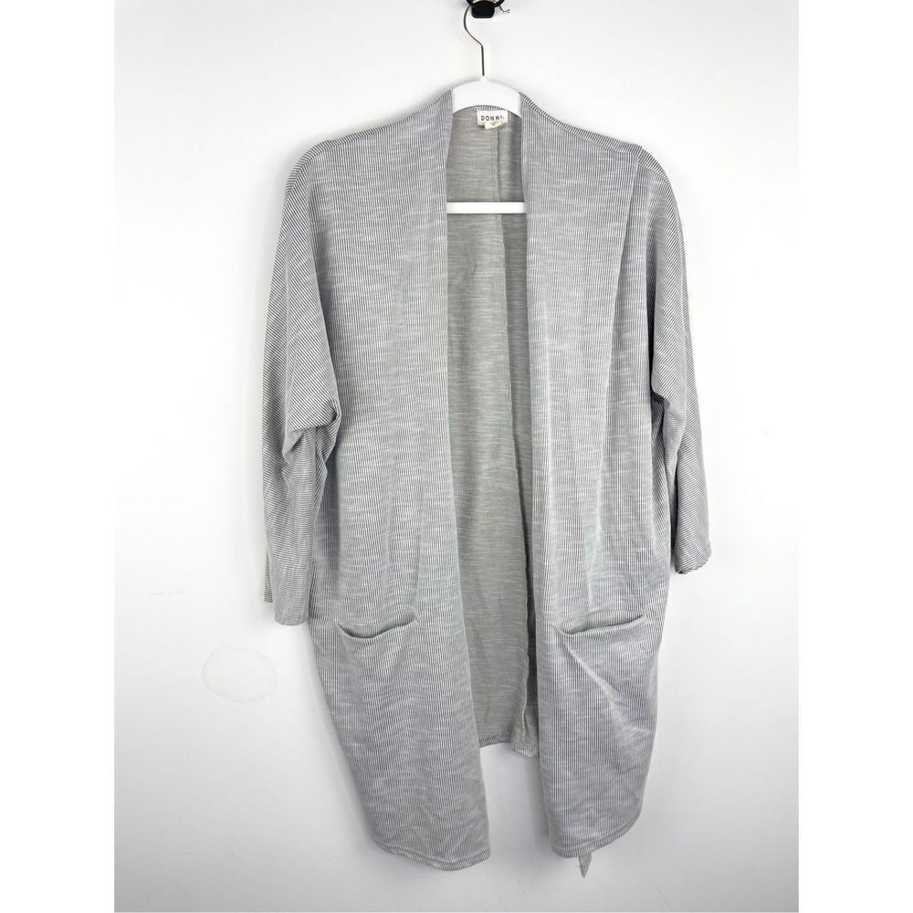 Donni Women's Gray Beige Long Sleeve Cardigan Open Front Casual Lightweight OS‎